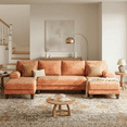 thumbnail image 7 of 112" U-Shaped Chenille Sectional Sofa with Double Chaise Loungers - Sectional Couches Modular Design for Living Rooms and Apartments - Brown, 7 of 7