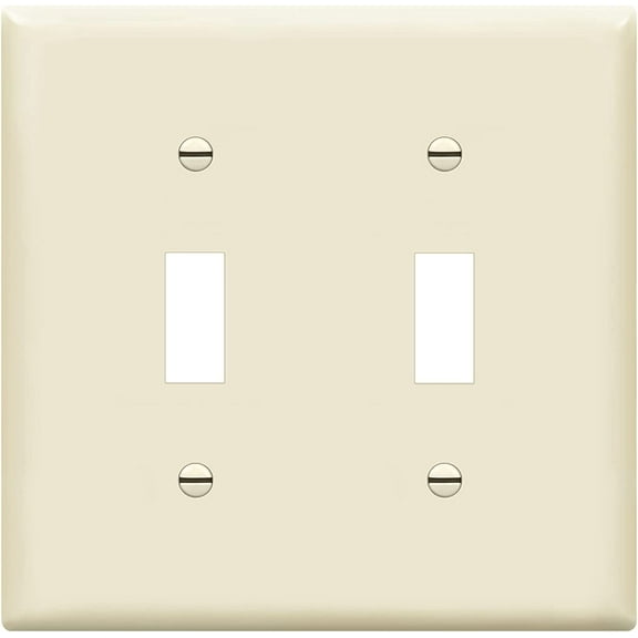 ENERLITES Toggle Light Switch Wall Plate, Gloss Finish, Size 2-Gang, Unbreakable Polycarbonate Thermoplastic, Light Almond