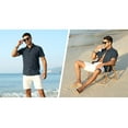 thumbnail image 3 of Aiyino Men's Casual Linen Button Down Shirt Short Sleeve Beach Shirt，Denim Blue, 3 of 7