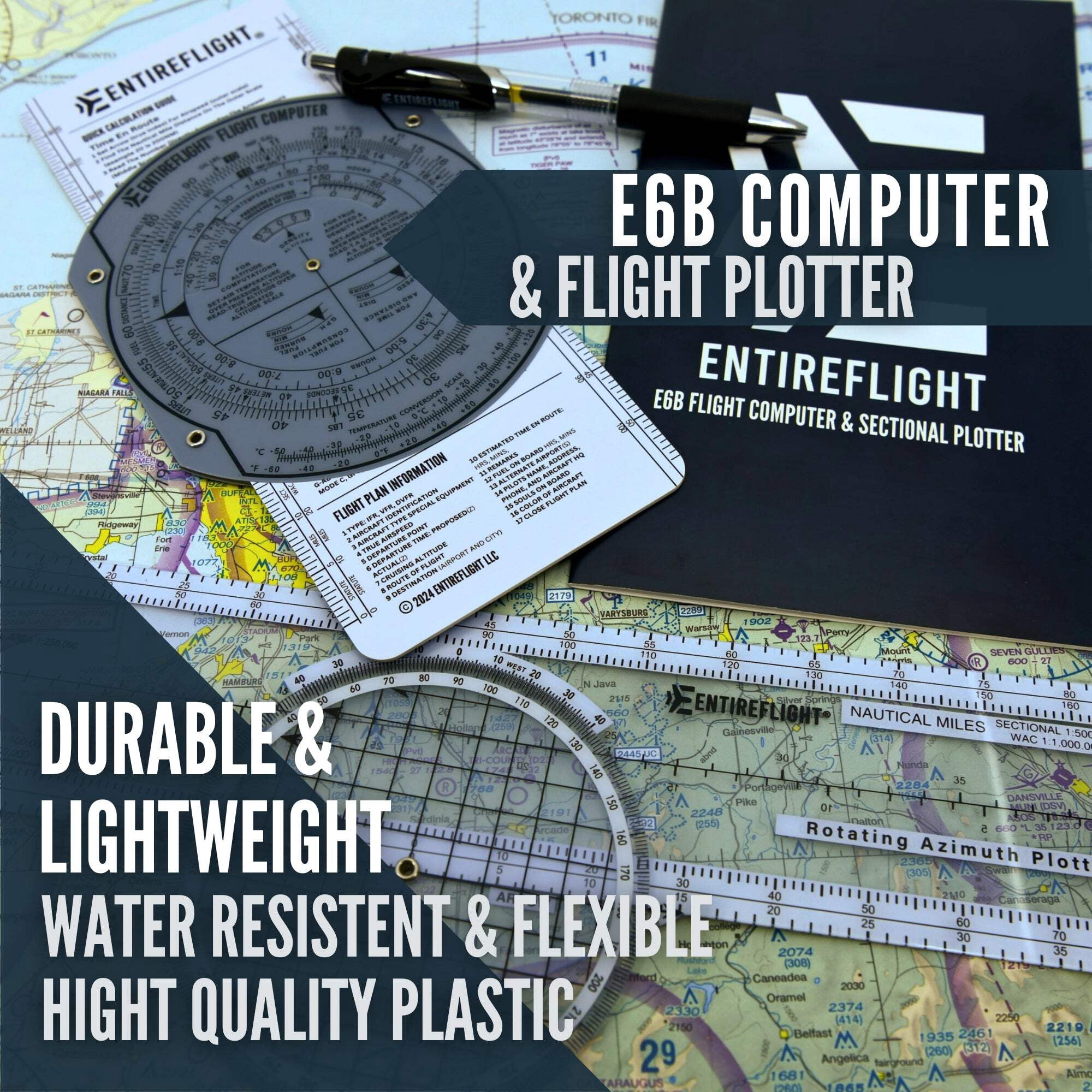 STUDENT PILOT BUNDLE - Aviation Pilot Kneeboard, E6b Flight Computer Plus Plotter  Cross Country Planning Notepad