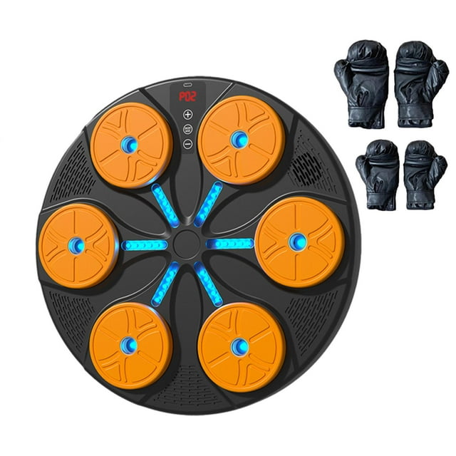 Máquina de boxeo electrónica para práctica en gimnasio en casa, luz RGB, objetivo electrónico de pared Almohadilla naranja negra