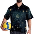 thumbnail image 4 of Constellation Men's Short Sleeve Casual Printed Button Down Beach Shirts Hawaiian Style Unisex Summer Shirt, 4 of 6
