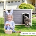 thumbnail image 5 of Pefilos 22.5" Width Outdoor Wooden Dog House for Small Dogs with Raised Feet, Removable Floor Weatherproof Pet Cat House, Gray, 5 of 7