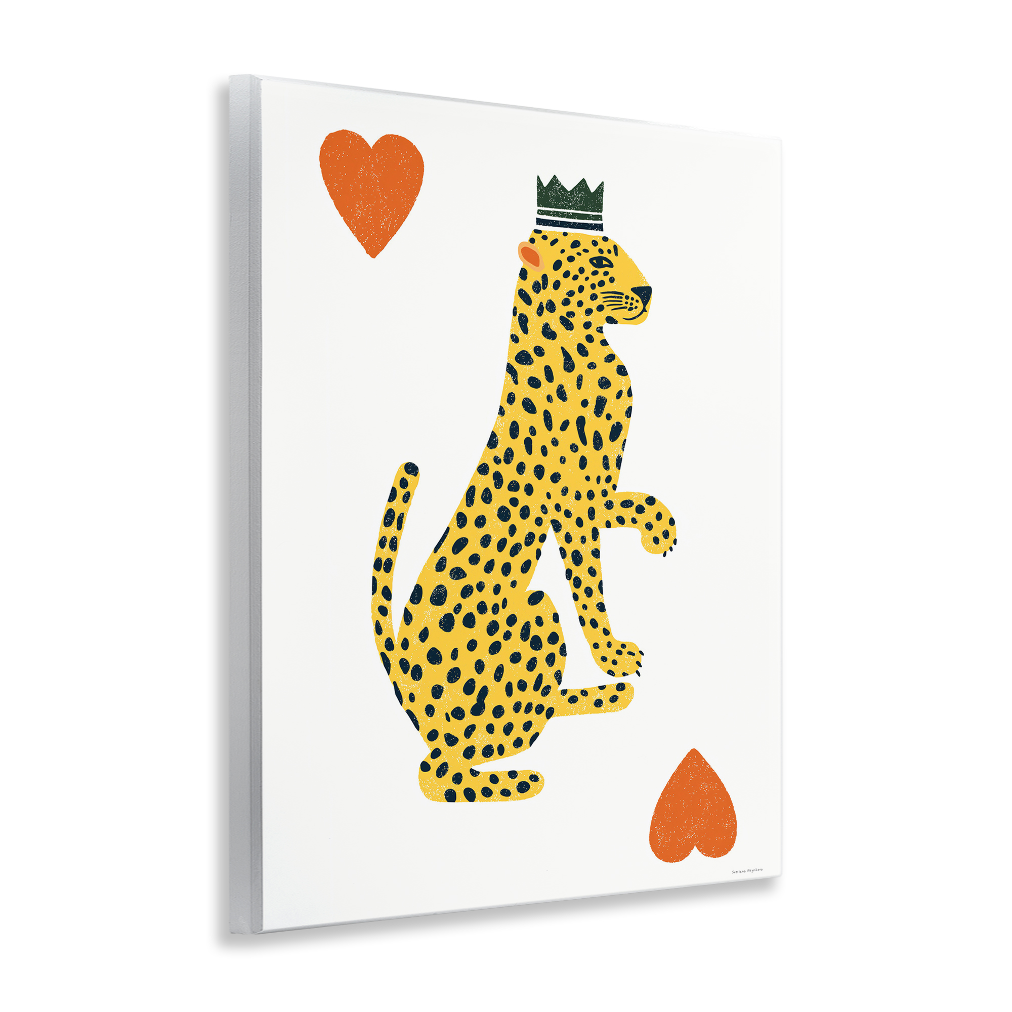 Leopard & Hearts Card Wall Plaque Art, design by Svetlana Aleynikova