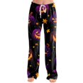 thumbnail image 2 of Womens Halloween Comfy Pajama Pants Pumpkin Face Print Casual Elastic Waist Pjs Lounge, 2 of 5