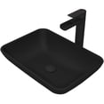 thumbnail image 5 of VIGO Matte Shell Sottile Glass Rectangular Vessel Bathroom Sink in Black with Amada Faucet and Pop-Up Drain in Matte Black, 5 of 10