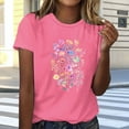 thumbnail image 2 of DeHolifer Women's Tops Plus Size Floral Printed Graphic Crewneck Short Sleeve Tee Tops Summer Trendy Lightweight T-Shirts Pink S, 2 of 4