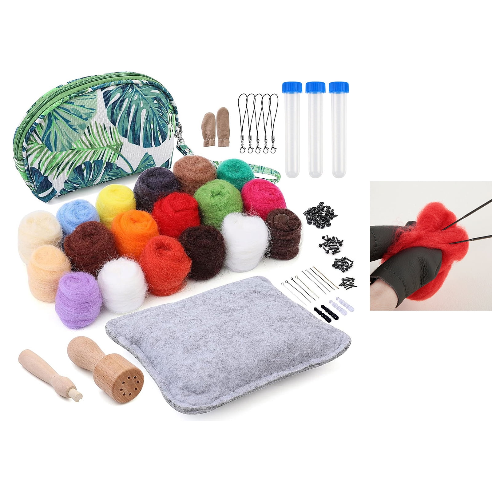 Needle Felting Starter with Storage Bag, Wool Roving 18 Colors Set, Wool Felting Kits with Wool Felt Tools for Beginner