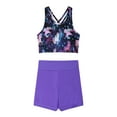 thumbnail image 4 of YONGHS Kids Girls Two-Piece Sport Suit Rear back Cross Top Shorts Set 4-16 Pegasus Starry Black 14, 4 of 7