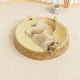 thumbnail image 4 of Cama de ratán para mascotas Alfombra redonda para perros | Cojín tejido transpirable, duradero y resistente a arañazos | Armazón de madera, 13,7"x13,7", caqui/beige/gris/amarillo | Descanso, 4 of 6