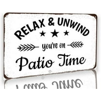 Funny Patio Metal Tin Sign Relax Unwind You're on Patio Time Outdoor Tin Signs Home Patio Decorations for Farmhouse Bar Coffee Shop Porch Backyard Decor Sign Gifts 8x12 Inch, louit-kil5