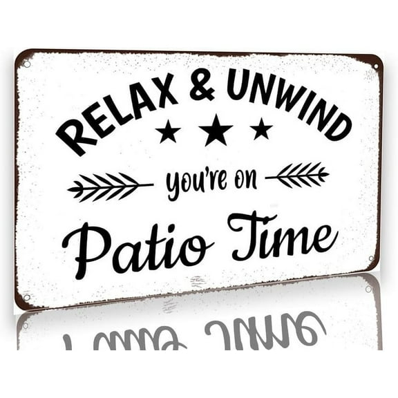 Funny Patio Metal Tin Sign Relax Unwind You're on Patio Time Outdoor Tin Signs Home Patio Decorations for Farmhouse Bar Coffee Shop Porch Backyard Decor Sign Gifts 8x12 Inch, louit-kil5