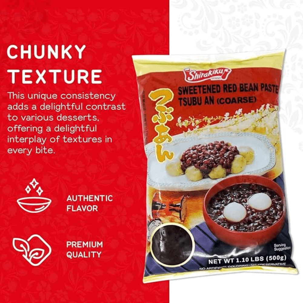 Shirakiku Sweetened Red Bean Paste, Tsubu an, 1.10lbs (500g