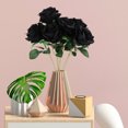 thumbnail image 5 of Artificial Rose Home Wedding Decor Fake Flower Bouquet Blossom High Quality Black Real Touch 7 Heads Of False Roses,A2, 5 of 5