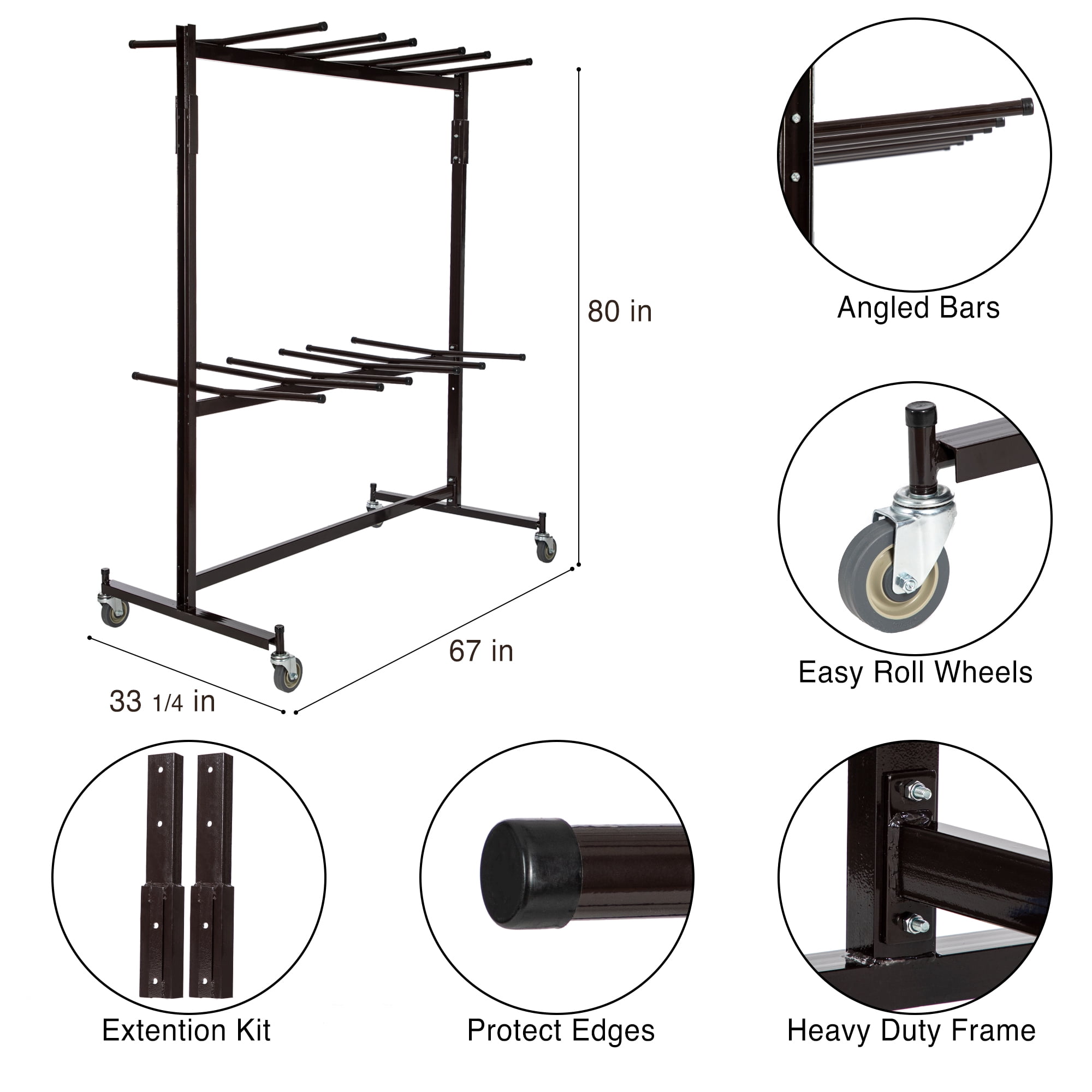 Hampden Furnishings Julian High-Back Chair Hanging Cart, Brown Steel, Closet Organizer