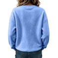 thumbnail image 4 of Womens Crewneck Sweatshirt Casual Long Sleeve Fleece Pullover Tops Crew Neck, Ribbed Design, Drop Shoulder, Workout, Loose Fit, Fall Winter, Daily Wear Light Blue S, 4 of 5