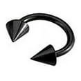 thumbnail image 2 of Black Anodized Titanium 14G Horseshoe Ring with 5mm Spike Ends, 2 of 2