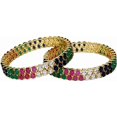 thumbnail image 2 of Ratnavali Jewels CZ Zirconia Gold Tone Multi Color Diamond Elegant Bollywood Indian Bangles Jewelry Women, 2 of 4