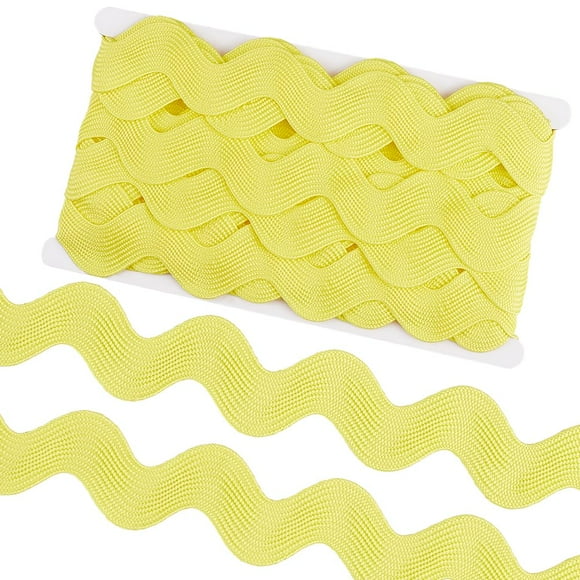 Cinta GORGECRAFT Ric Rac con ribete de encaje, 10 yardas y 4 cm, color amarillo