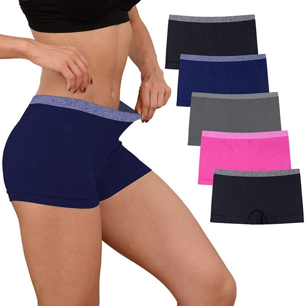 Women'sPanties Nylon Seamless Underwear Comfy Hipster Panties 5 Pack 
