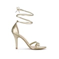 thumbnail image 3 of BLISSFUL STEP Lace Up Open Toe Stiletto Heeled Sandals for Women Gold 7, 3 of 7