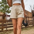 thumbnail image 5 of Nestiefly Womens Bermuda Summer Shorts 2026 Casual High Waisted Pleated Beach Vacation Denim Shorts with Pockets Beige M, 5 of 6