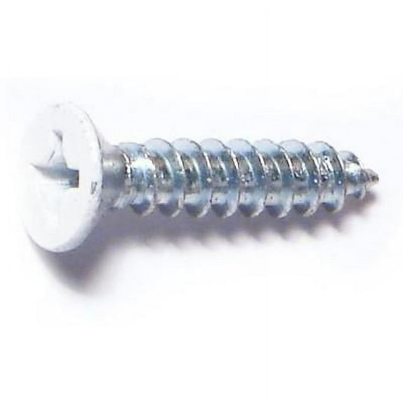 #7 x 3/4" White Steel Phillips Flat Head Hinge Screws (35 pcs.)