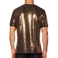 thumbnail image 3 of INSPIRE CHIC Men's T-Shirts Sequin Short Sleeve Crew Neck Nightclub Party T-Shirts S Champagne, 3 of 6