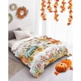 thumbnail image 4 of Fall Thanksgiving Harvest Pumpkin Leaves Flowers Buffalo Plaid Flannel Blanket for Bed,Travel and Camping, Super Soft Cozy Blanket for All Seasons 40"x60", 4 of 6