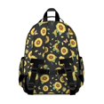thumbnail image 3 of Sunflower and Butterfly Black Pattern Cute School Backpack Bag for School with Padded Back and Adjustable Shoulder Straps 15.25"x11.5"x5.25", 3 of 5