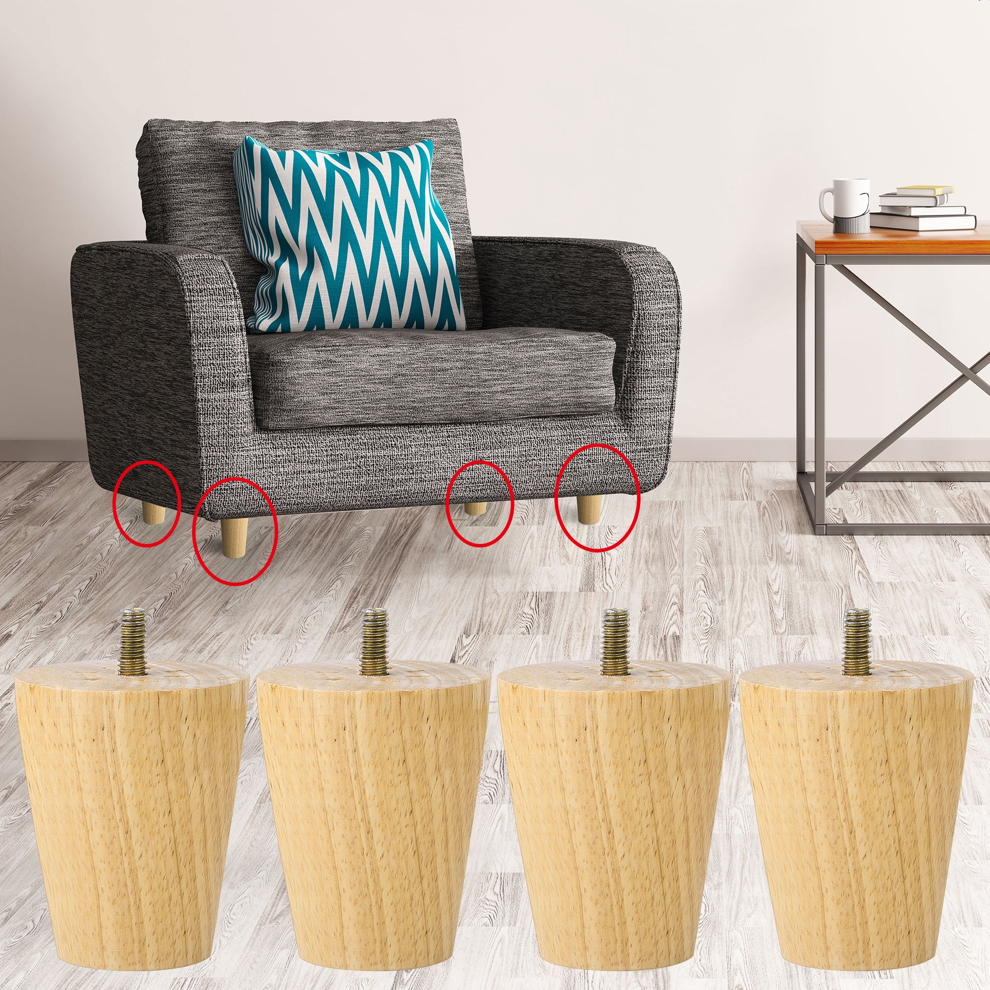Unique Bargains Wood Furniture Legs Replacement Feet for Furniture DIY, 4Pcs