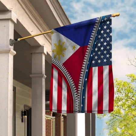 Zipper Flag American Show Philippine Flag USA Philippines Patriotic Root House Flag, Double-Sided Decorative Outdoor Flag, Patriotic Polyester Yard Flag 29.5 x 39.5 in