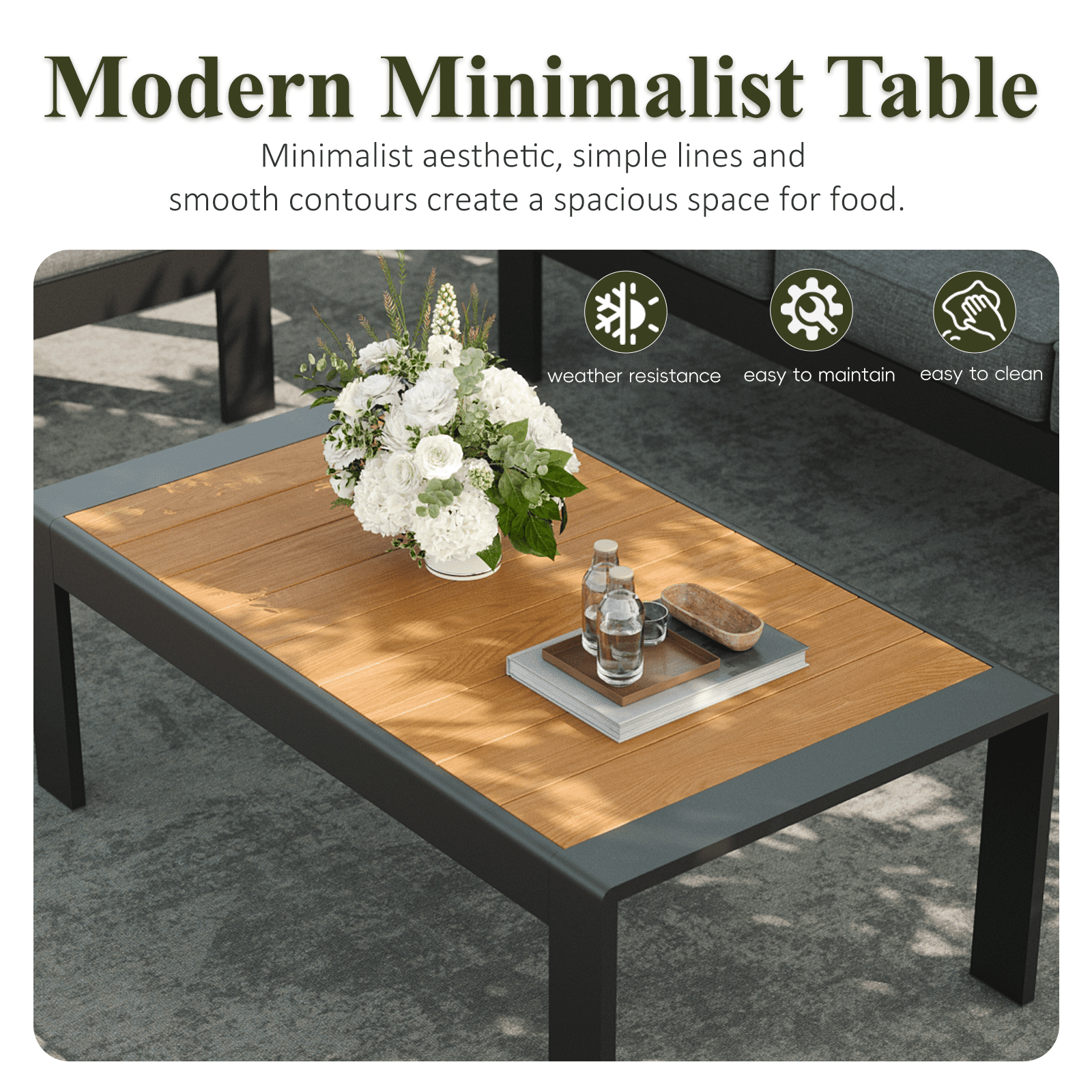 LayinSun Outdoor Aluminum Furniture Set with Coffee Table, Modern Patio Conversation Sets for Porch, Backyard