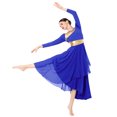thumbnail image 6 of IDOPIP Women Metallic Patchwork Liturgical Praise Dance Dress Asymmetric Hemline Lyrical Dancewear, 6 of 8