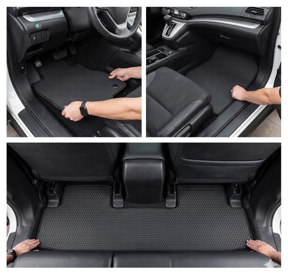 Floor Mats Custom Fit for Honda CR-V (2012 to 2016) All Weather, Front and Rear, ecoMats