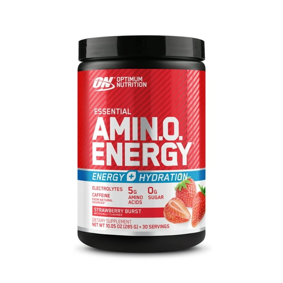 Optimum Nutrition Amino Energy Plus Electrolytes Energy Drink Powder, Strawberry Burst, 30 Servings
