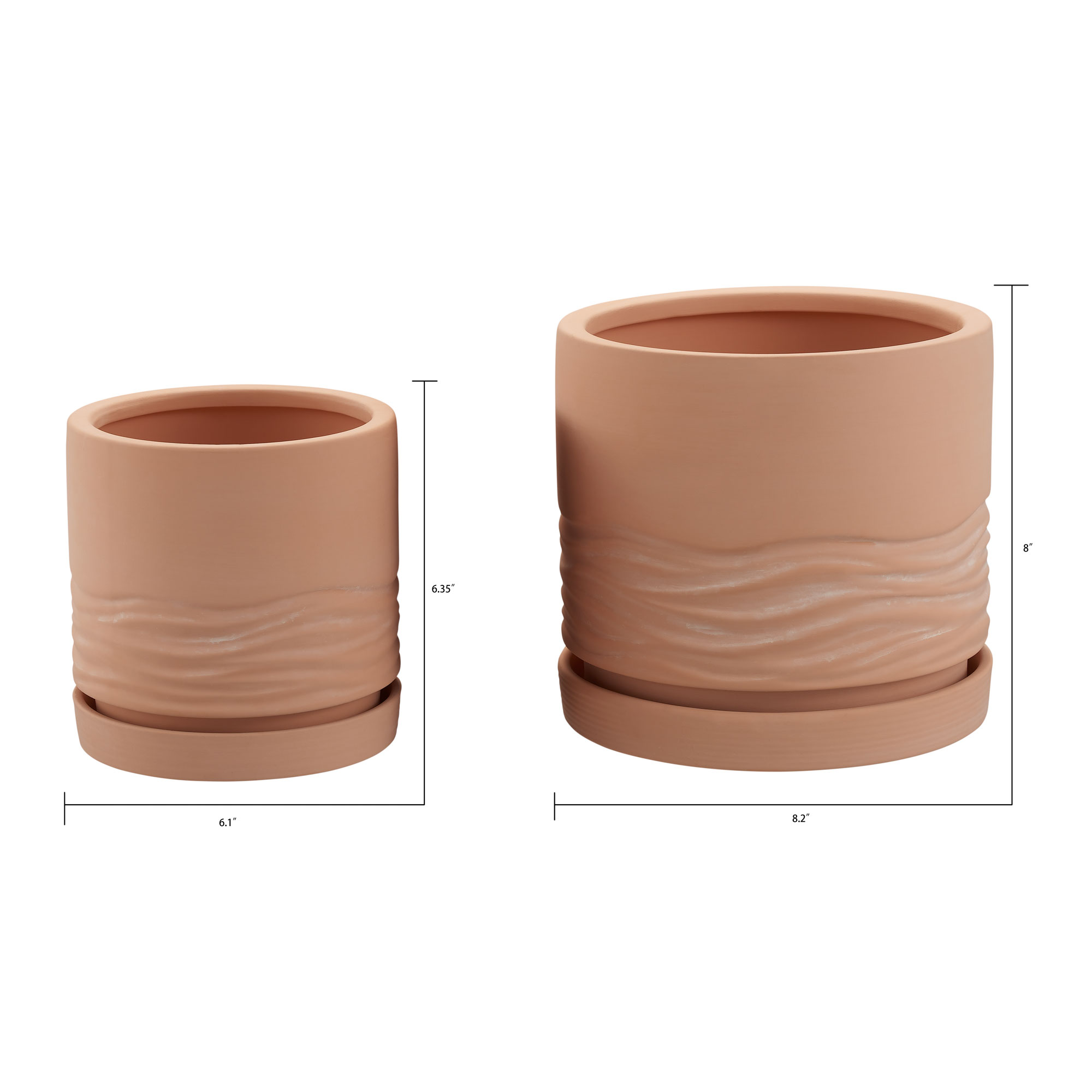 Better Homes & Gardens Terry 6/8inch Nested Terracotta Planters, Red, 2-Pack