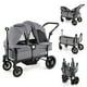 thumbnail image 1 of Cochecito BABY JOY Wagon para 2 niños, cochecito doble plegable con manillar ajustable, toldo extraíble, arnés de seguridad, portavasos, bandeja para aperitivos y bolsa de almacenamiento (gris), 1 of 9