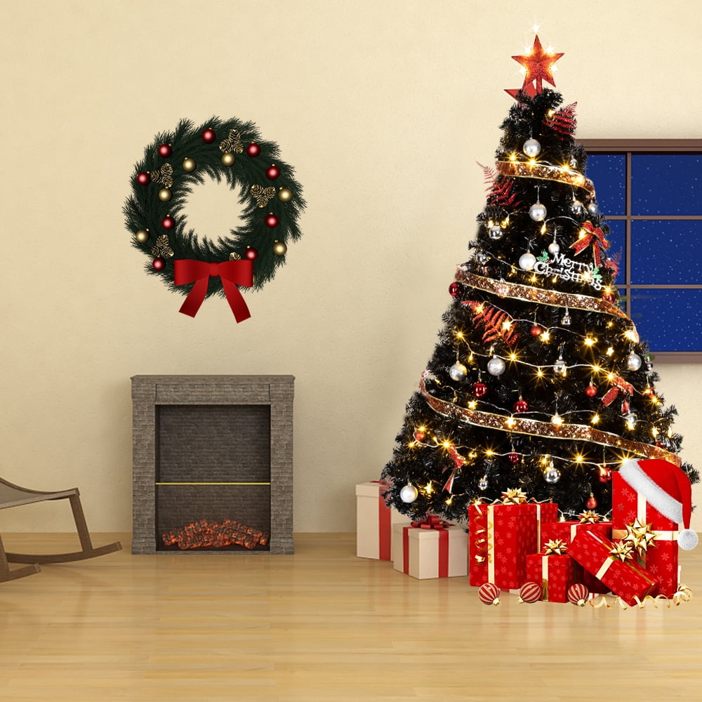 Kepooman 6FT PVC Artificial Christmas Tree with Metal Stand, Xmas Pine Tree with 1600 Branches for Indoor Outdoor Holiday Decoration, Black Kepooman 6FT PVC Artificial Christmas Tree with Metal Stand, Xmas Pine Tree with 1600 Branches for Indoor Outdoor Holiday Decoration, Black