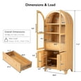 thumbnail image 6 of MAYEERTY 71" Arched Kitchen Pantry Cabinet with Glass Door, Open Shelves & Hidden Drawer Storage Cabinet for Kitchen Dining Room, 6 of 13