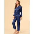 thumbnail image 4 of Conjuntos de pijama para mujer Ropa de dormir de manga larga con botones Traje de noche suave para mujer Conjuntos de salón Pj Azul oscuro XS, 4 of 6