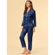 thumbnail image 4 of Conjuntos de pijama para mujer Ropa de dormir de manga larga con botones Traje de noche suave para mujer Conjuntos de salón Pj Azul oscuro L, 4 of 6