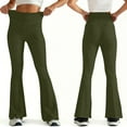 thumbnail image 5 of Felirenzacia Women's High Elastic Wasitband Skinny Flare Leggings, Seamless Fitness 4 Way Stretch Yoga Bootcut Athletic Pants, Army Green,S, 5 of 9