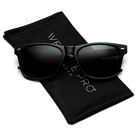 WearMe Pro - Classic Full Black Frame Square Retro Sunglasses for Men or (Best Sunglasses For Tennis 2019)