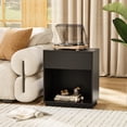 thumbnail image 2 of Fluted Nightstands Set Of 2, Modern Mid - Century Wood Bedside Table With Drawer & Open Storage Shelf, End Table For Bedroom, Living Room, Office, Sofa Side Couch Black, 2 of 9