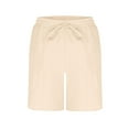 thumbnail image 5 of Mwjwdo Girls Summer Elastic Waist Drawstring Shorts Kids High Waisted Wide Leg Casual Beach Shorts with Pockets Beige 13 Years, 5 of 8
