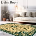 thumbnail image 2 of ODIKA 6'x9' Machine Washable Non-Slip Area Rug, Victorian Medallion Trellis with Ornate Scrollwork and Floral Flourishes High Traffic Rug with Pad, Beige, 567169, 2 of 8