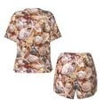 thumbnail image 6 of "Wukai Colorful Seashells Women's Pajama Set - Short-Sleeve Top and Shorts with Elastic Waistband and Pockets for Loungewear, Yoga, and Casual Wear-Small, 6 of 8