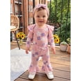 thumbnail image 6 of Loicainy Infant Baby Girl Fall Outfits 3 6 9 12 Months Flower Print Long Sleeve Romper Flare Pants Headband Clothes Set, 6 of 9