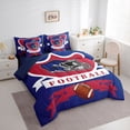 thumbnail image 3 of jejeloiu Blue Football Helmet 7pcs Bedding Comforter Set,Rugby Ball Games Queen Bedding Sets For Boys Teens Reversible, 3 of 8